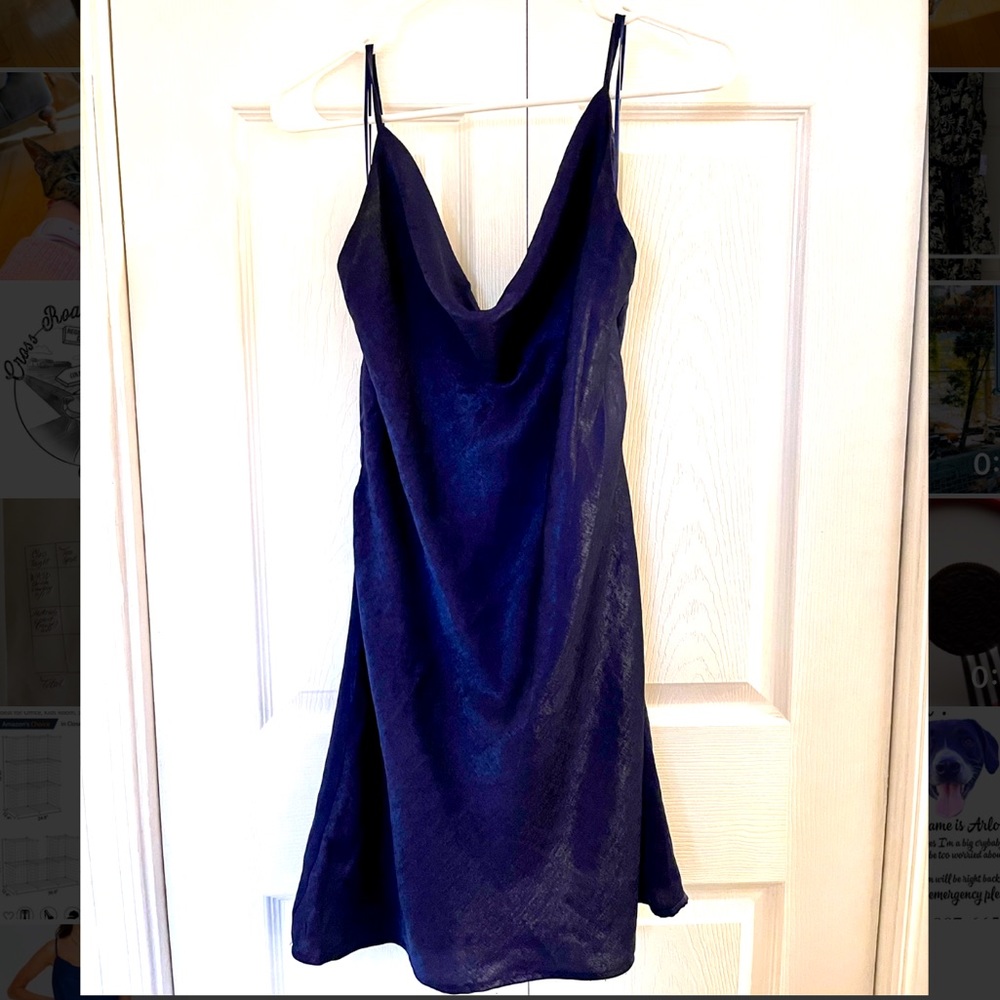 ALTAR’D STATE MINI SILK NAVY DRESS